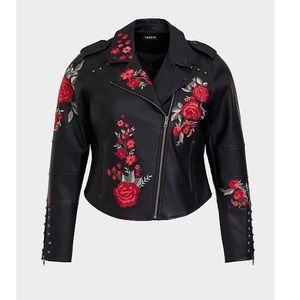 TORRID Floral Leather Jacket